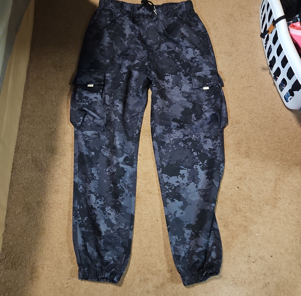 Men's Cargo Jogger Pants - Black/Blue/Charcoal Camo